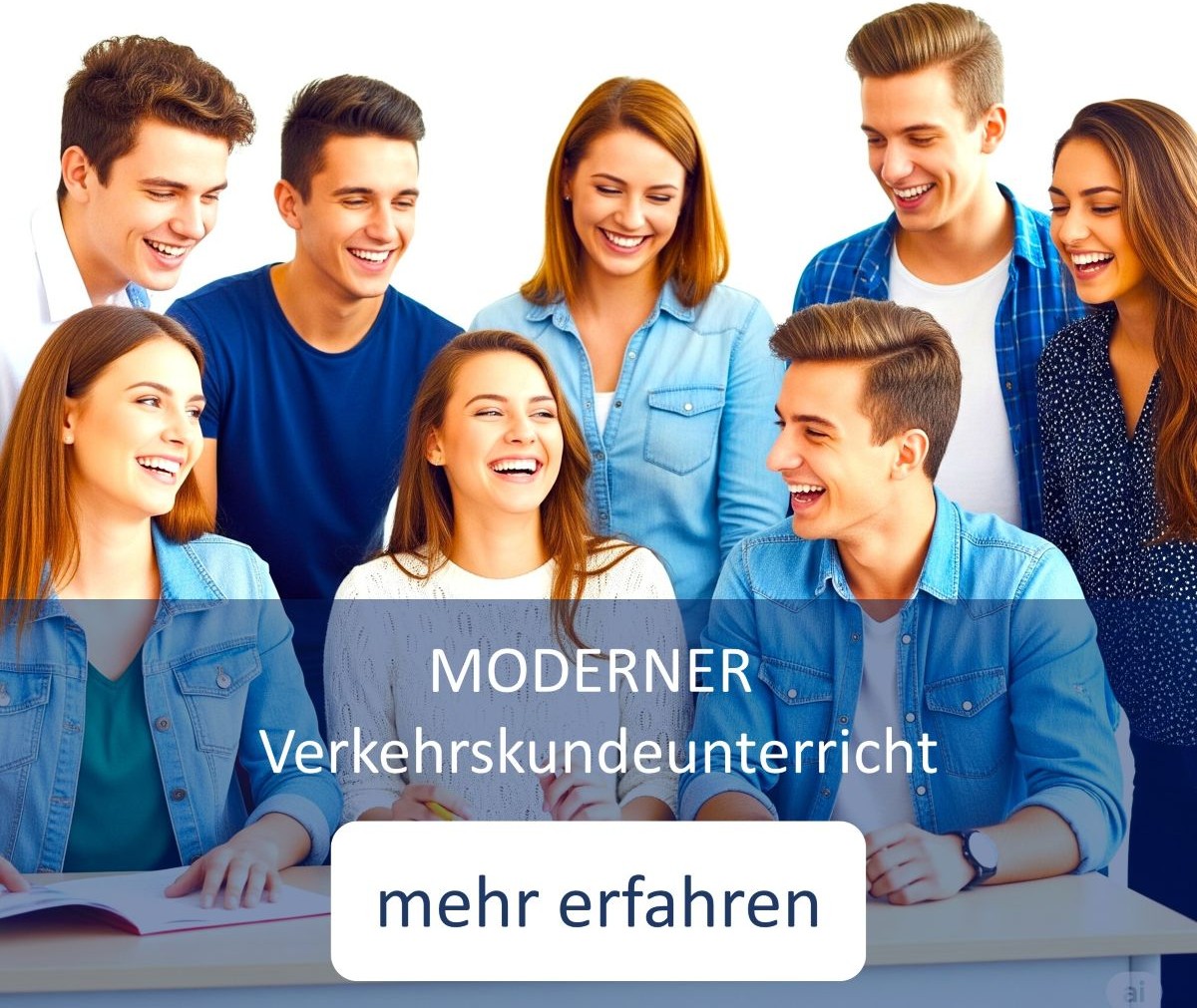 eine lachende Gruppe junger Menschen an einem Tisch